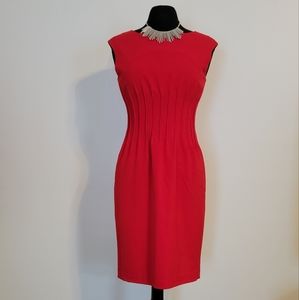 Marvin Richard's Red Sleeveless Pleated Fit Midi Dress Size 6-8
